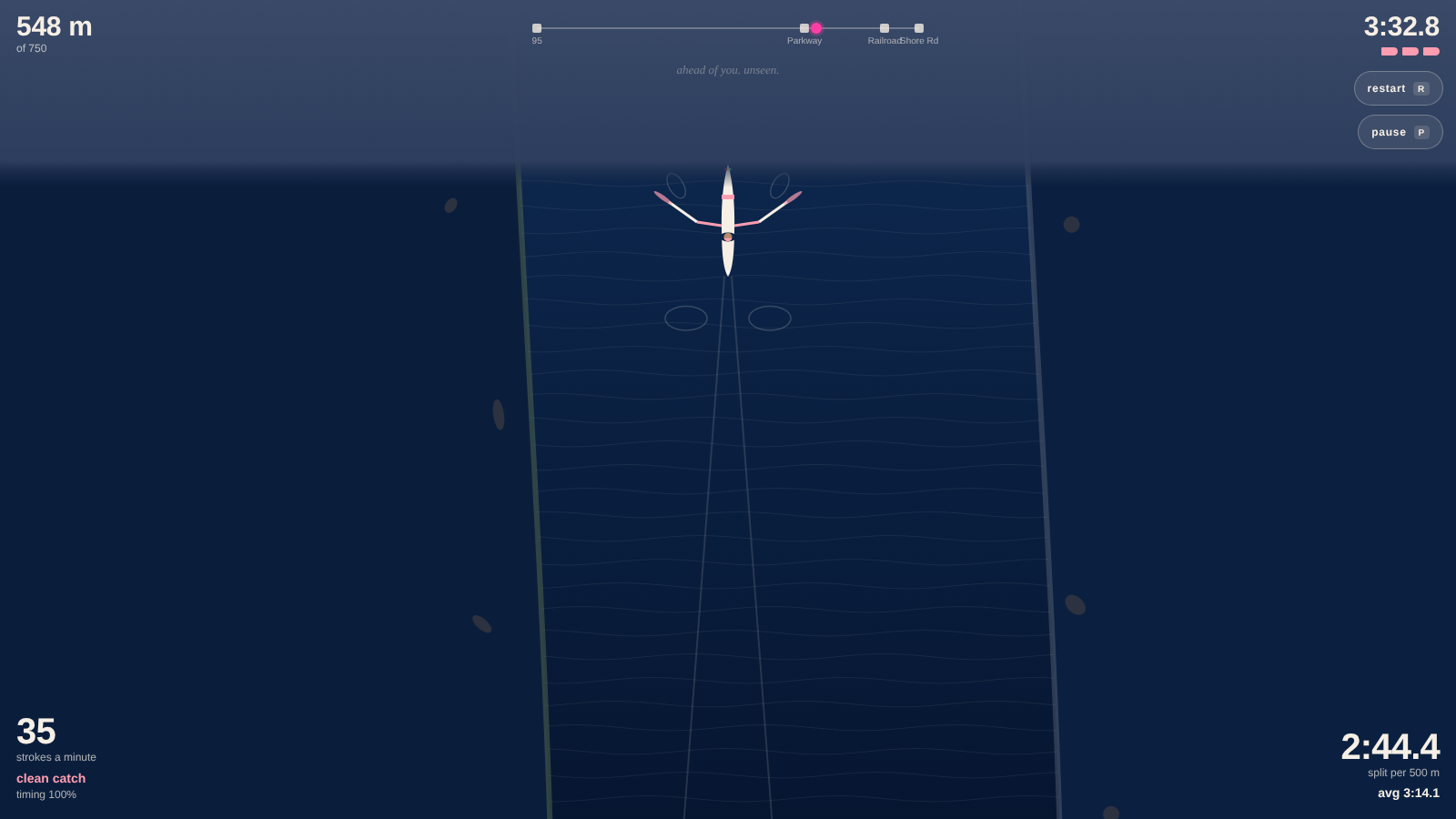 A frame from The Hutchinson River Run: the single from above, the river and its marks behind